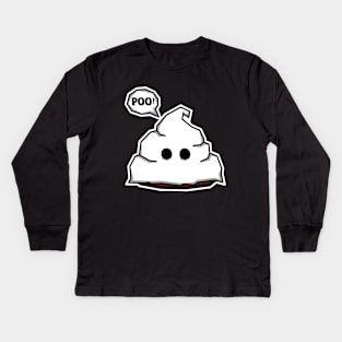 Halloween Spooky Dookie - Cute Poo in a Ghost Costume - Poop Kids Long Sleeve T-Shirt